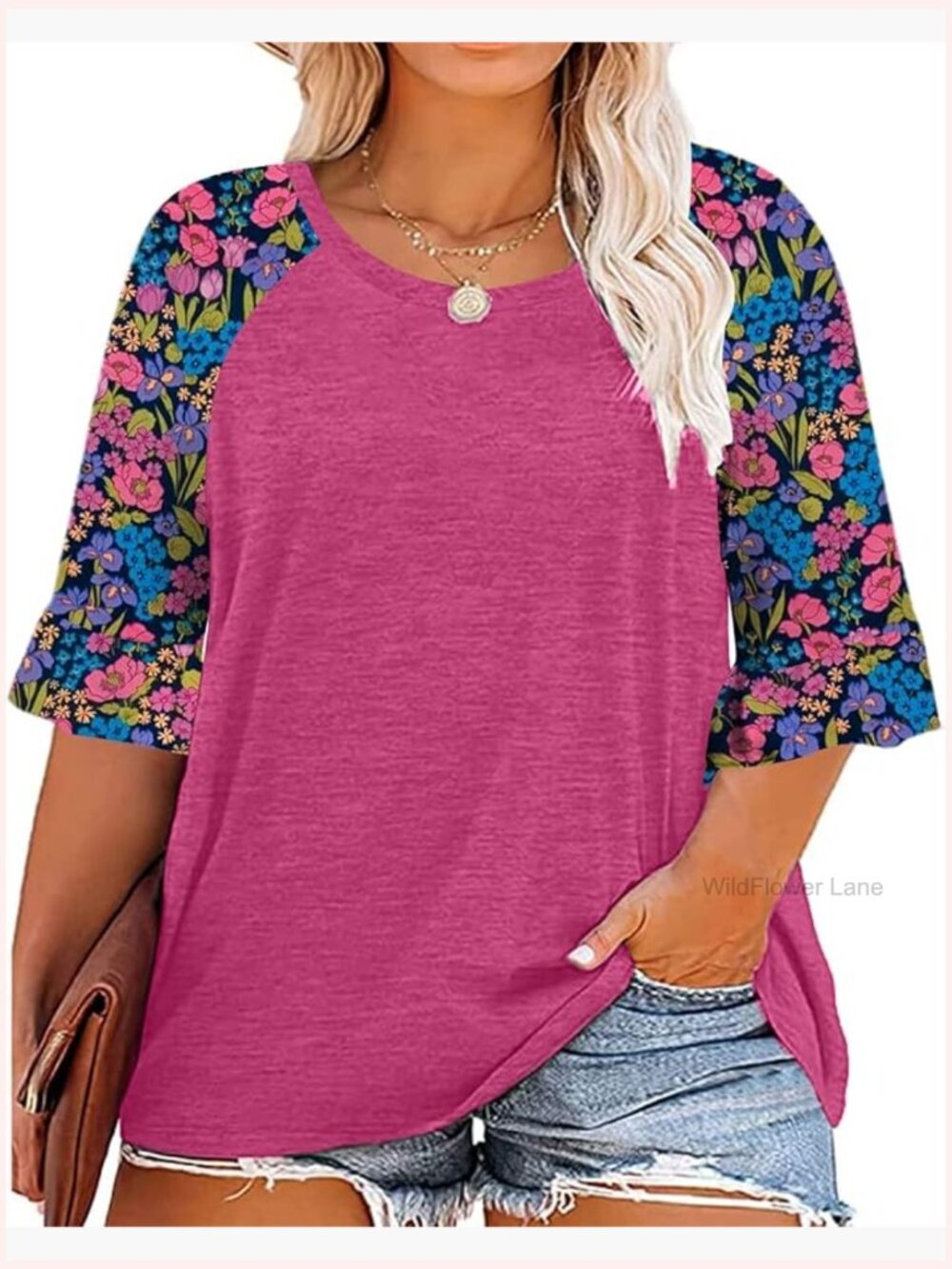 Plus Size 3/4 Ruffle Sleeve Tunic Blouse Dressy Floral Bell Sleeve Top